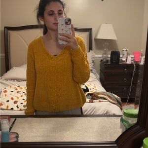 Women's Mustard Cable Knit Sweater